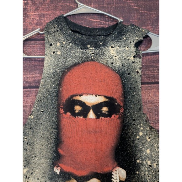 Kanye West 2013 Yeezus Tour Margiela Mask Tee DIY THRASHED BLEACH God Wants You - Picture 2 of 8